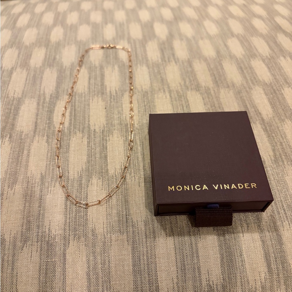 Monica Vinader Rose Gold mini paper clip Necklace
